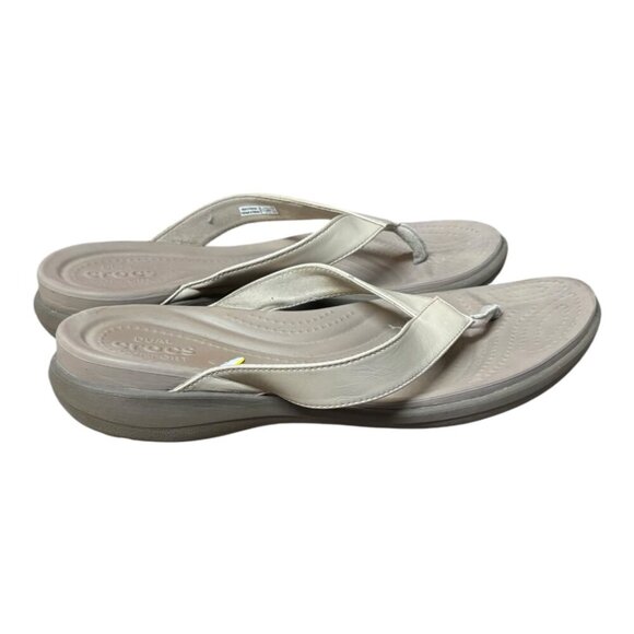 Crocs Sandals Women's Size 11 Capri V Summer Vacation Gray Brown‎ - Picture 1 of 3